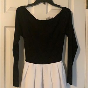 Black and white dress with a city landscape